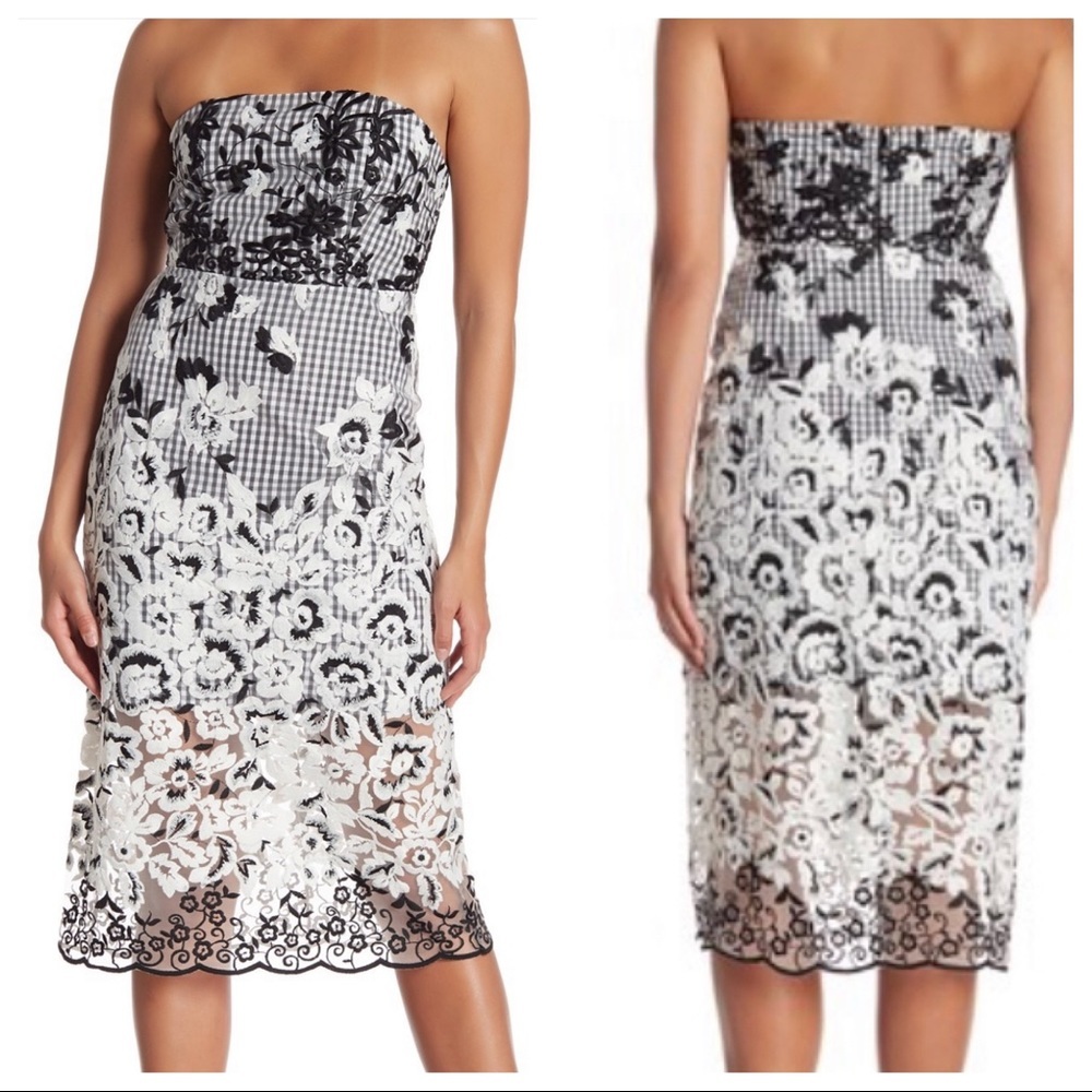 Black and White Lace strapless Dress Size 8